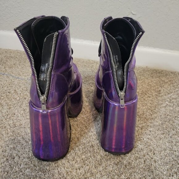 Demonia Camel Platforms Holo Purple - sz 6 - EUC - Picture 3 of 6